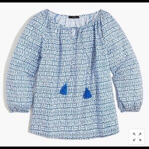 J. Crew Re-imagined Blue and White 100% Cotton Blouse